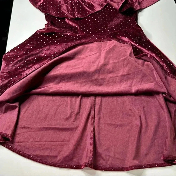 Art Class Girls Velvet Cold Shoulder Dress Medium 7/8 Maroon Party Holiday - Picture 6 of 8